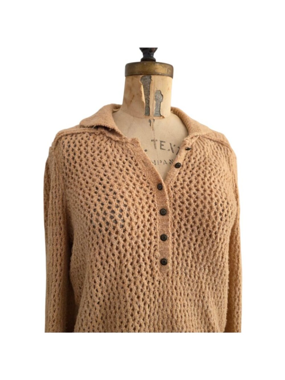 Free People Snowdrift Pullover Sweater Tan M - Picture 3 of 5